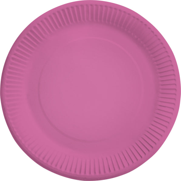 Party Teller, unifarben dunkelrosa / bright pink, 8er Pack, 23 cm