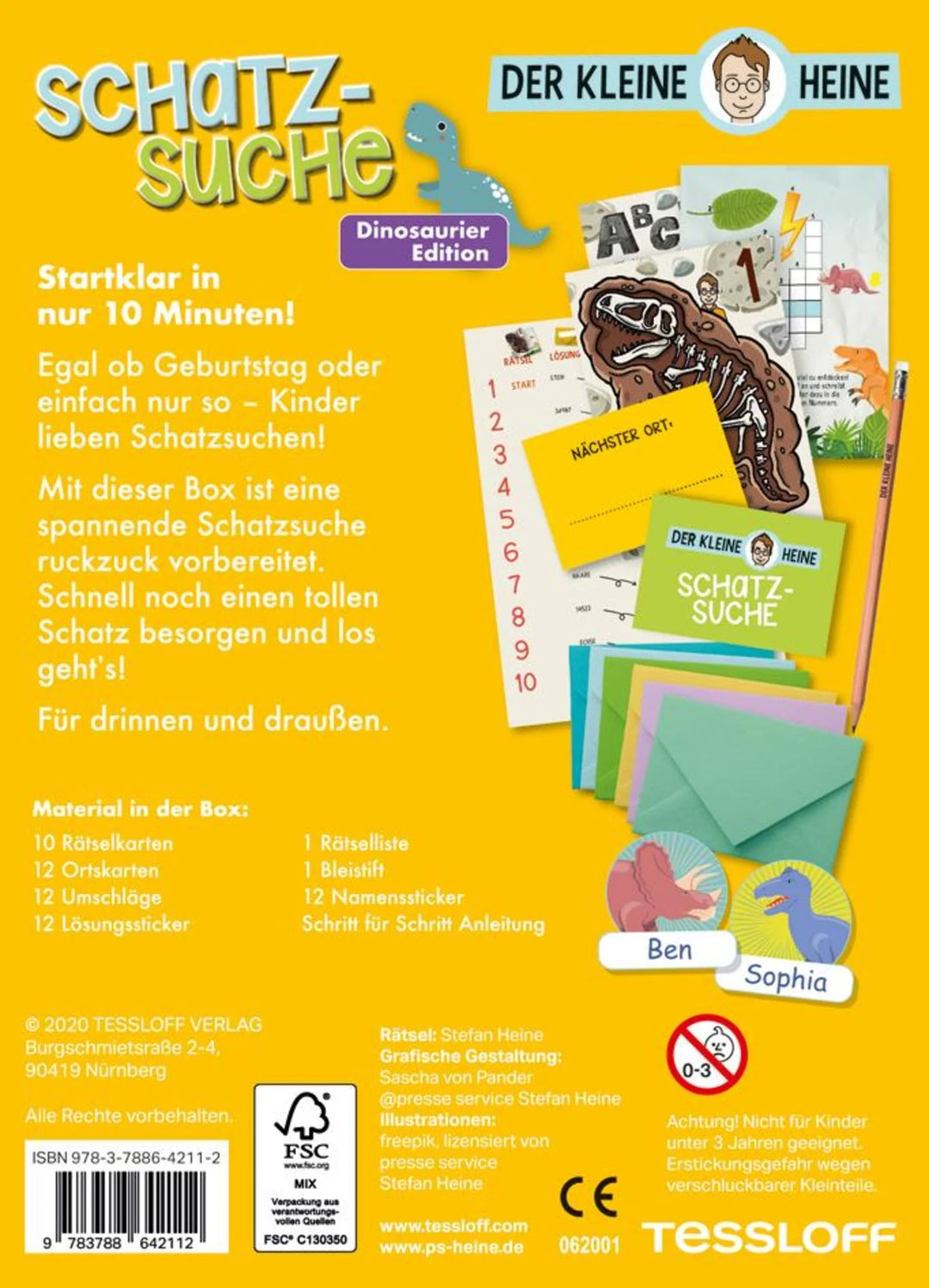 Der kleine Heine, Schatzsuche für drinnen und draussen, Dino Edition, Party-Spiel, ab 6 Jahren kinderparties-shop