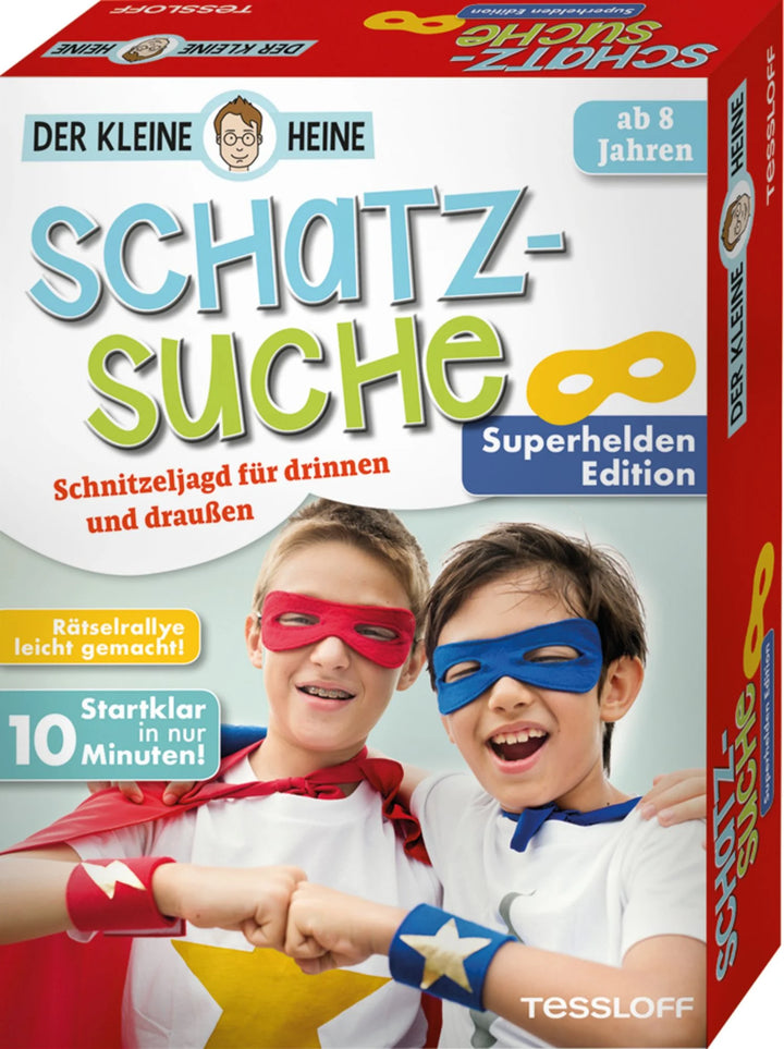 Der kleine Heine, Schatzsuche für drinnen und draussen, Superhelden Edition, Party-Spiel, ab 8 Jahren kinderparties-shop