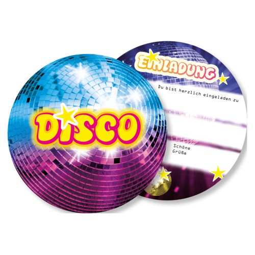 Discokugel Einladung, Disco Party, 8er Pack