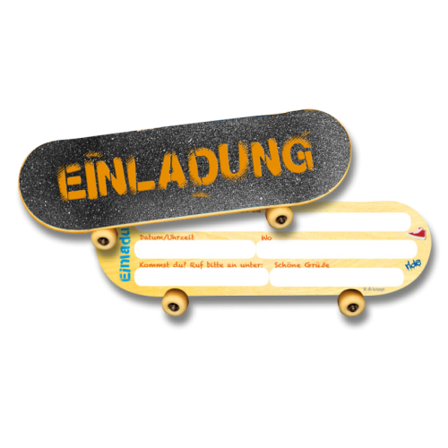 Einladung Skateboard, Skating Party, 6er Pack