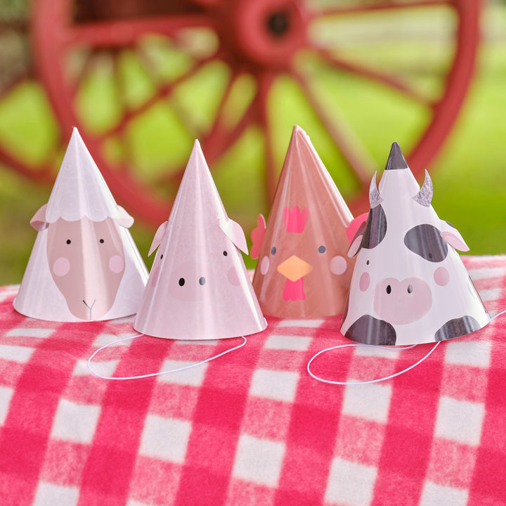 Mitgebsel Partyhütchen Bauernhof, 8er Pack kinderparties-shop