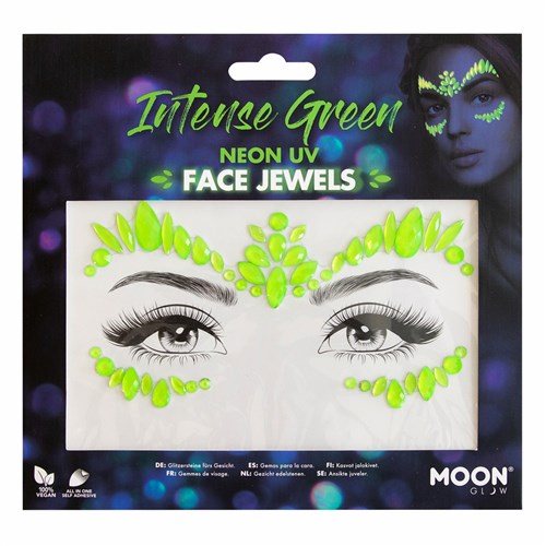 Face Jewels Neon Pink UV, selbstklebende Gesichtssteine, 1 Bogen