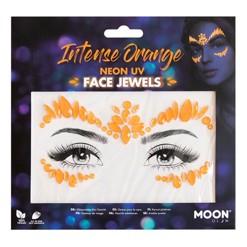 Face Jewels Neon Pink UV, selbstklebende Gesichtssteine, 1 Bogen