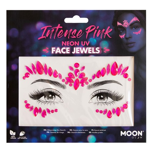 Face Jewels Neon Pink UV, selbstklebende Gesichtssteine, 1 Bogen