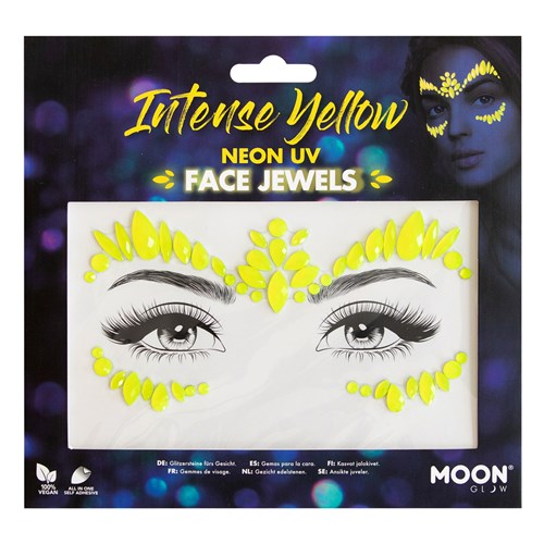 Face Jewels Neon Pink UV, selbstklebende Gesichtssteine, 1 Bogen