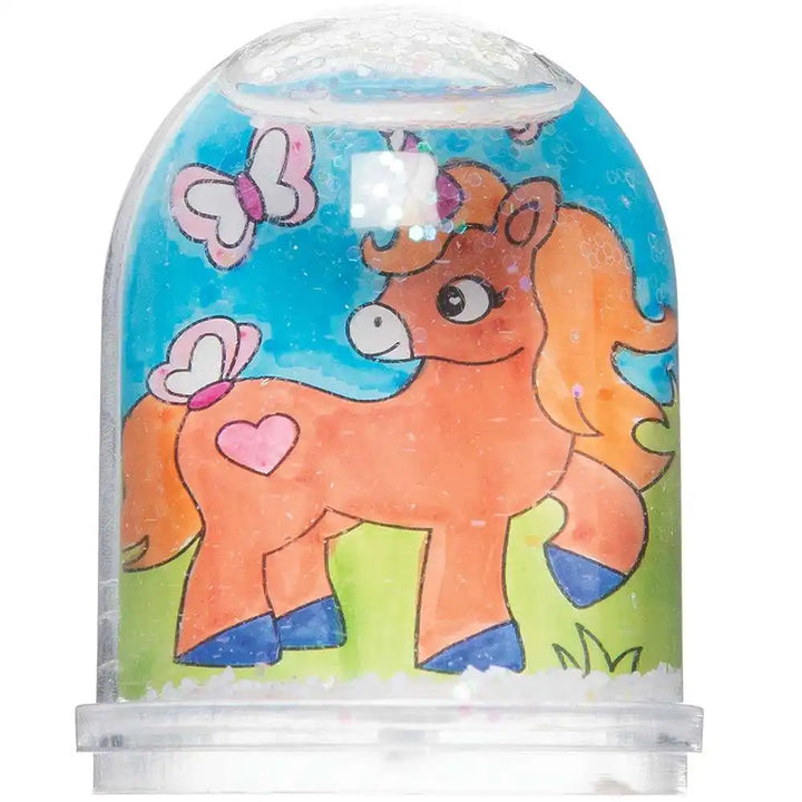 Bastelset Schneekugeln Einhorn, zum Ausmalen, für 4 Kinder kinderparties-shop