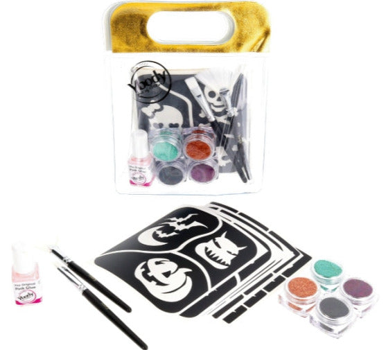 Glitzertattoos Set Schablonen Halloween & trick or treat, 42-tlg