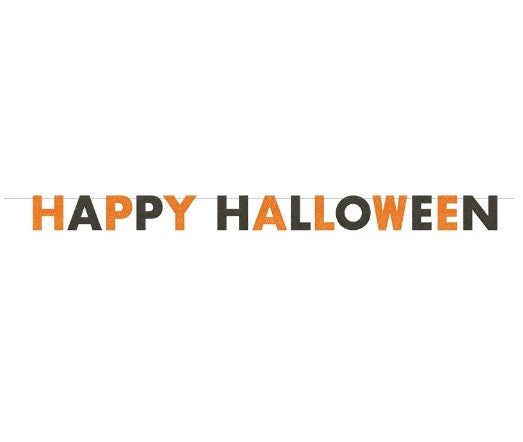 Bannière de fête pailletée Happy Halloween, 2.7m