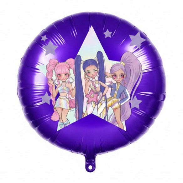 kinderparties.ch lila Folienballon mit K-Pop Idolen, 46 cm, für Partys und Dekorationen
