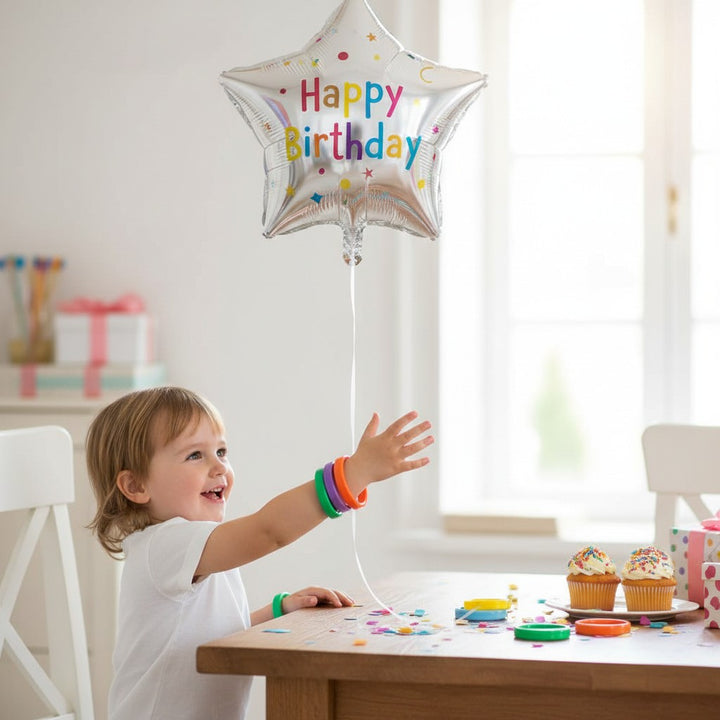 kinderparties.ch bunte Armreifen als Ballongewichte für Heliumballons, ideal für Kinder, Kunststoff