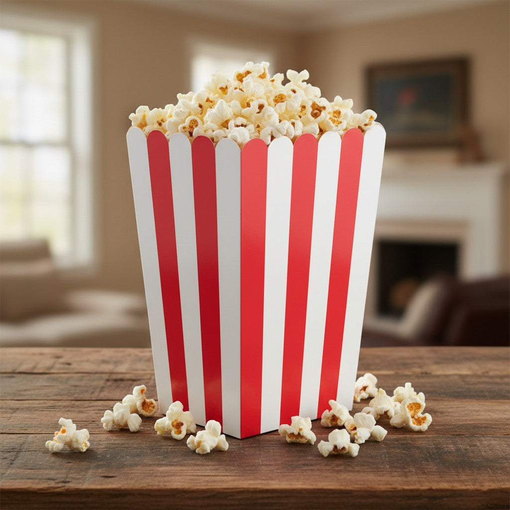 kinderparties.ch gestreifte Popcornboxen rot-weiss, 8 Stück, für Snacks und Partys