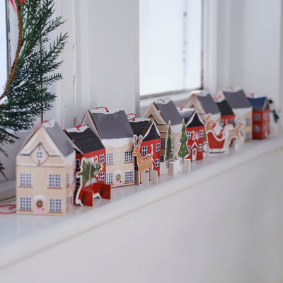 24 Adventskalender Set, Häuschen Boxen, Figuren Weihnachtslandschaft & Zahlensticker