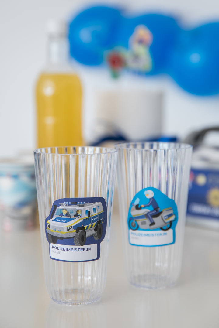 Polizei Stickers mit Namensfeld, 6 Stk. kinderparties-shop