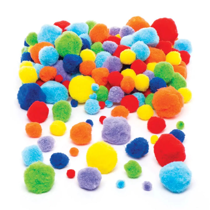 Bunte Pompons Bastelset, Regenbogenfarben, 200 Stück