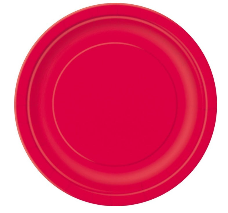 Party Teller, unifarben rot / rubinrot, 8er Pack, 23 cm