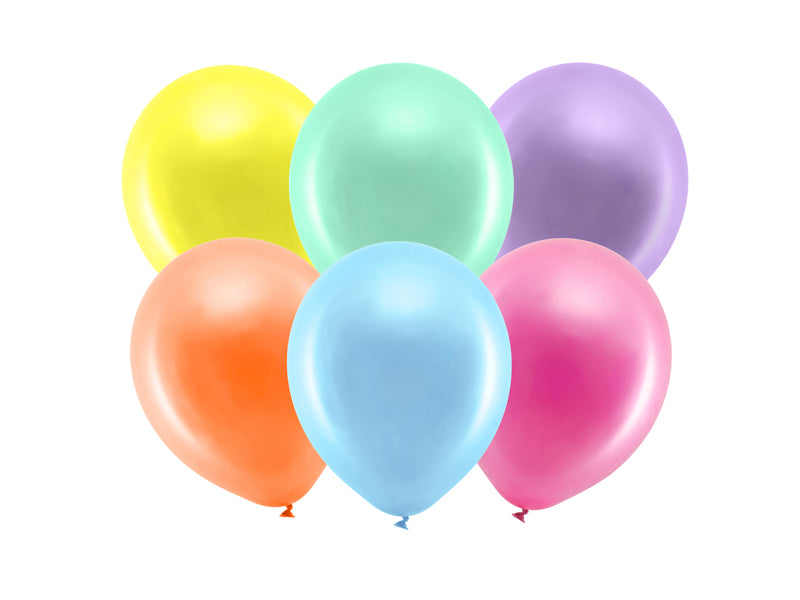 Luftballons Mix metallisiert, Eco, 23 cm, 10er Pack