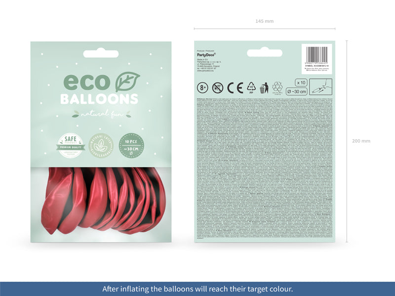 Luftballons, hellrot metallisiert, Eco, 30 cm, 10er Pack