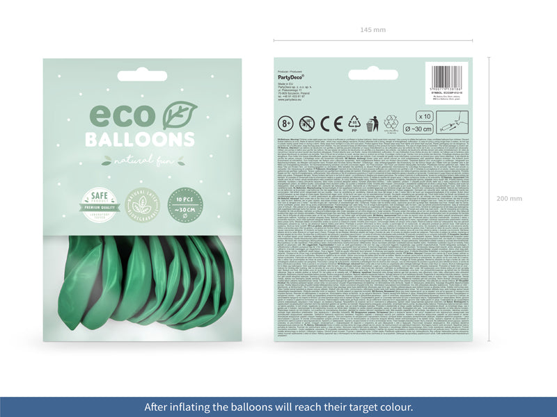 Luftballons pastell grün, Eco, 30 cm, 10er Pack