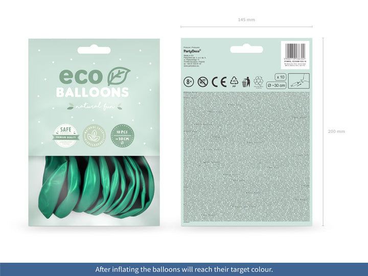 Luftballons, mint metallisiert, Eco, 30 cm, 10er Pack kinderparties-shop