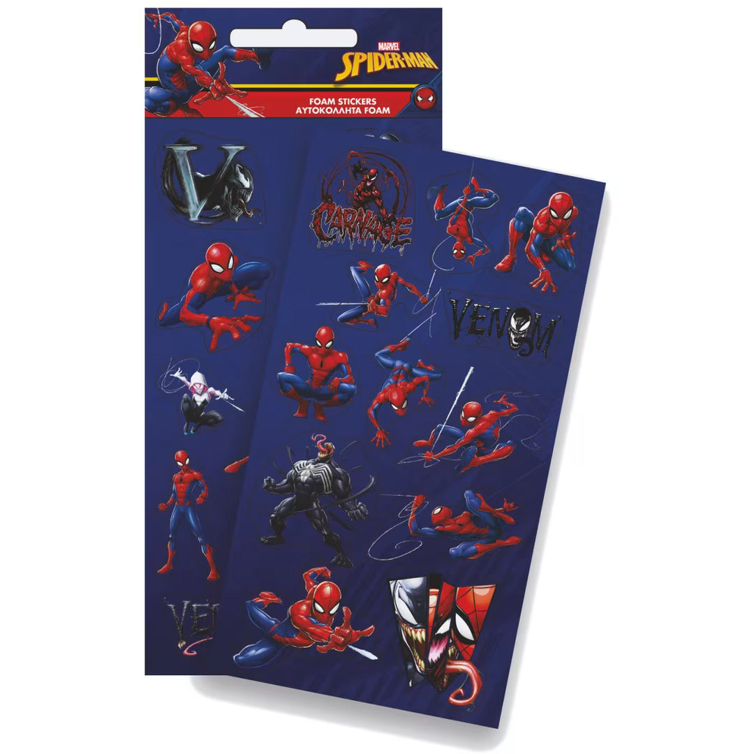 Spiderman foam sticker sheet with 12 stickers