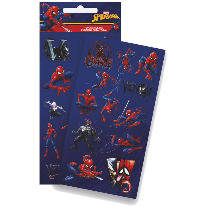 Spiderman foam sticker sheet with 12 stickers