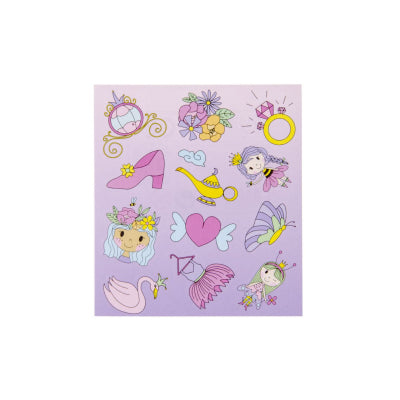 Party Sticker, Prinzessin, 1 Karte, 12 Sticker kinderparties-shop