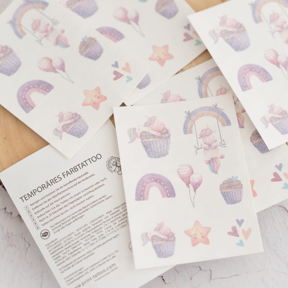 Einhorn-Tattoos-1-Bogen-mit-10-Tattoos