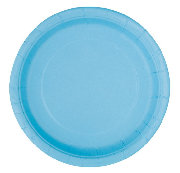 Party Teller, unifarben hellblau, 8er Pack, 23 cm