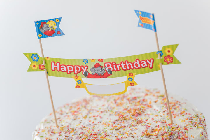 Tortenbanner mit Namensfeld Benjamin Blümchen, Kuchen Deko kinderparties-shop