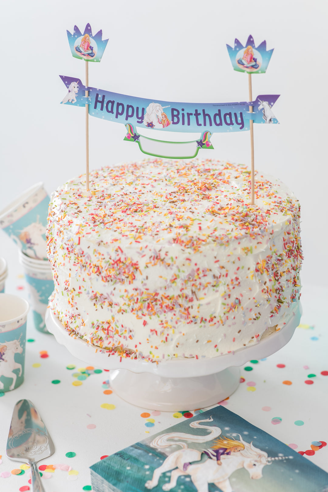 Tortenbanner mit Namensfeld Sternenschweif, Kuchen Deko kinderparties-shop