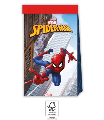 Mitgebsel Tüten Spiderman Crime Fighter, 4er Pack, Papier