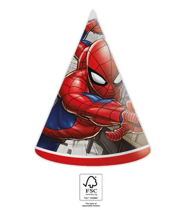 Spiderman Party-Hüte Crime Fighter, 6er Pack