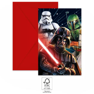Einladung Star Wars Galaxy, 6er Pack inkl. Kuverts