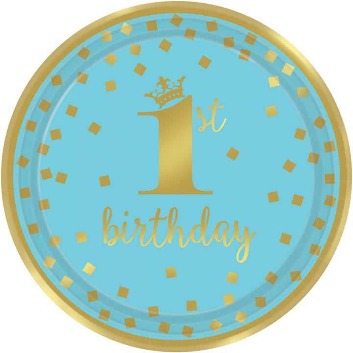 Party Teller 1. Geburtstag, 1st Birthday little Prince, boy, 8er Pack