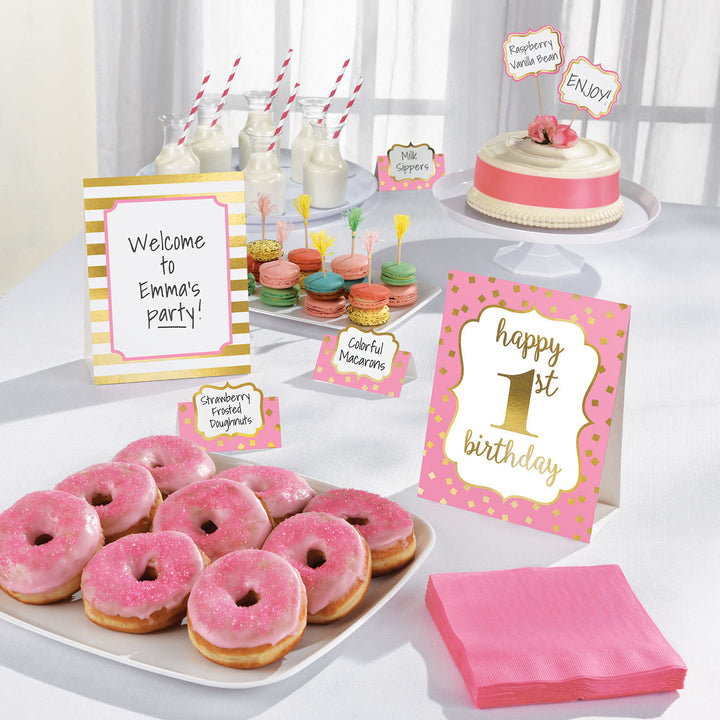 Buffet Deko Set 1. Geburtstag, 1st Birthday little Princess, girl, 12-teilig, Geburtstagskuchen, Muffins, Kindergeburtstag, Motto-Party