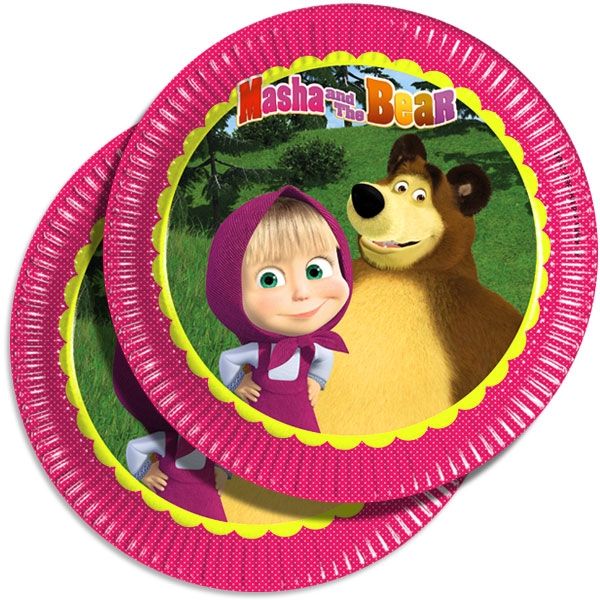 Party Deko Set Basic Masha und der Bär, 8 Kids, 36-teilig kinderparties-shop