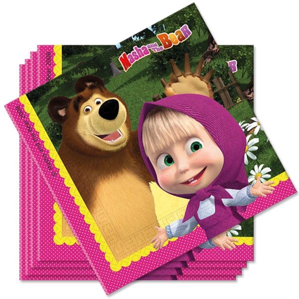 Servietten Masha und der Bär, 20er Pack, 33x33 cm