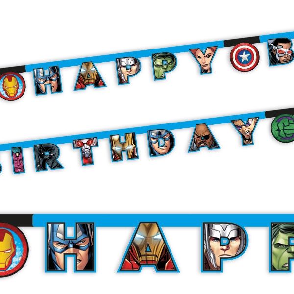 Buchstabenkette Avengers, 2 m, Party Deko Motto-Party am Kindergeburtstag, Geburtstag