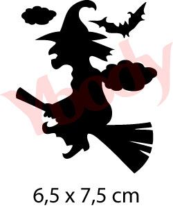 Glitzertattoos, Schablone, Hexe mit Besen und Fledermaus image