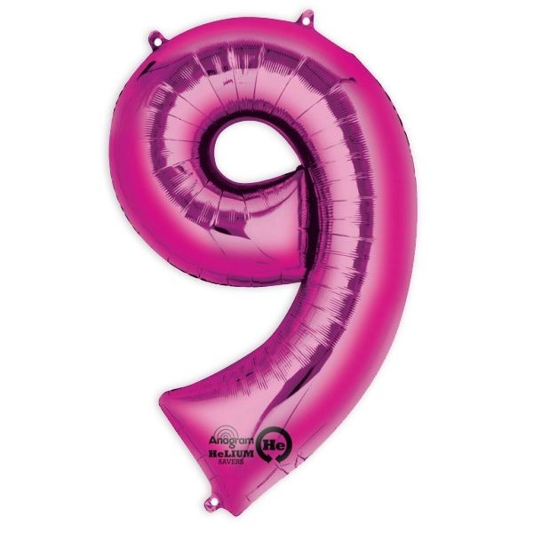 Folienballon Zahl 1-9 & 0, XXL, 86 cm, versch. Farben