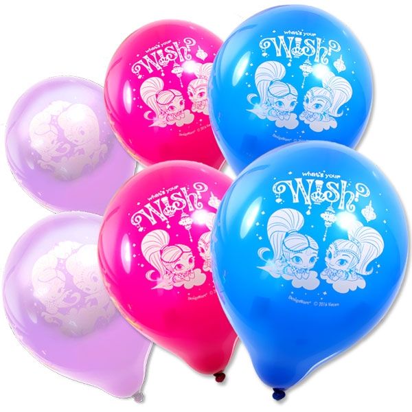 Luftballons Shimmer & Shine, 6er Pack, Party Deko Motto-Party am Kindergeburtstag, Geburtstag