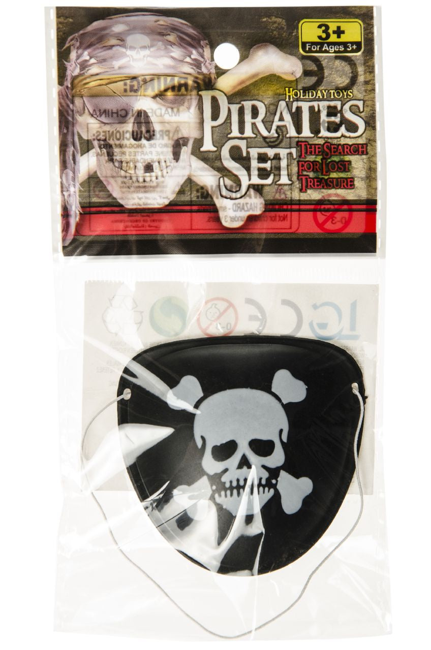 Piraten-Augenklappe, schwarz mit Totenkopf, 1Stk kinderparties-shop