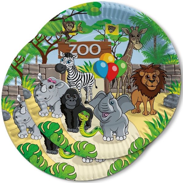 Party Deko Set Basic, Zoo, für 8 Kinder, 52-tlg, Party Deko Motto-Party am Kindergeburtstag, Geburtstag