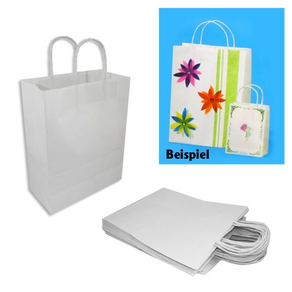Blanko Geschenktüten / Papiertüten, 20er Pack, versch. Grössen, weiss oder natur