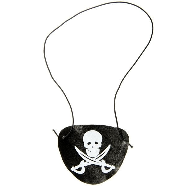 Augenklappe Pirat, schwarz, mit Totenkopf, Kunstleder, 1 Stk.