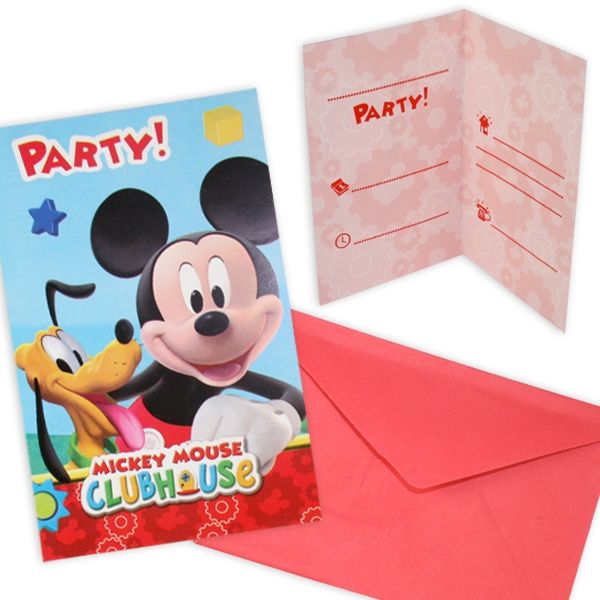 Mickey Maus Wunderhaus Einladung Geburtstag, Disney Jr., 6er Pack inkl. Umschläge