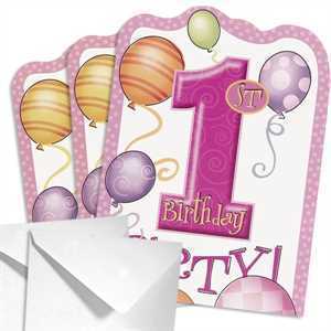Einladung 1st Birthday Party Girl, 8er Pack, inkl. Umschläge