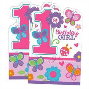 Einladung 1. Geburtstag Sweet Birthday Girl, 8er Set