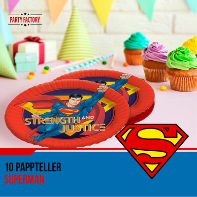 Papp-Teller Superman, 23 cm, 10 Stück